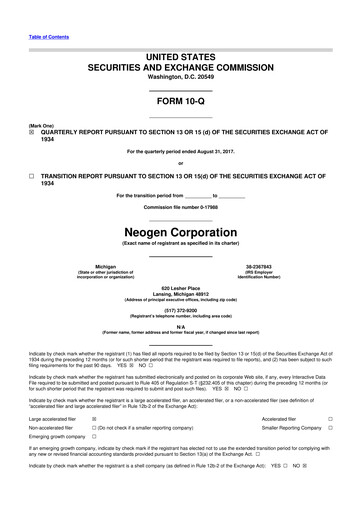 Vorschaubild Neogen 10-Q Quartalsbericht 2018 