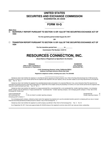 Thumbnail RGP (Resources Connection) 10-Q Quarterly Report FY2018 