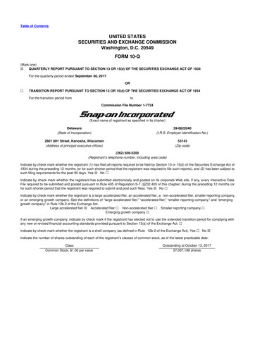 Miniature Snap-on 10-Q Rapport trimestriel 2017 