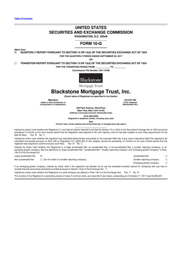 Thumbnail Blackstone Mortgage Trust
 10-Q Quarterly Report FY2017 