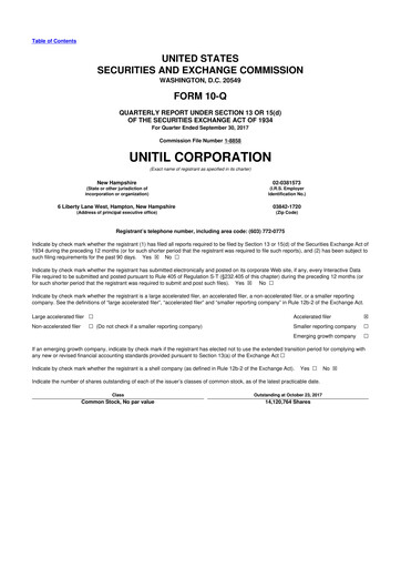 Thumbnail Unitil Corporation
 10-Q Quarterly Report FY2017 