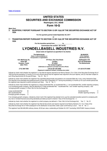 Vorschaubild LyondellBasell 10-Q Quartalsbericht 2017 