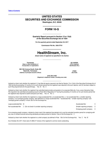 Thumbnail HealthStream 10-Q Quarterly Report FY2017 