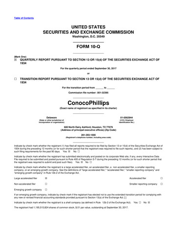 Thumbnail ConocoPhillips 10-Q Quarterly Report FY2017 