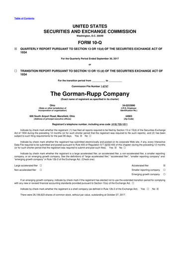 Vorschaubild Gorman-Rupp 10-Q Quartalsbericht 2017 