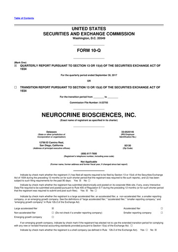 Thumbnail Neurocrine Biosciences
 10-Q Quarterly Report FY2017 
