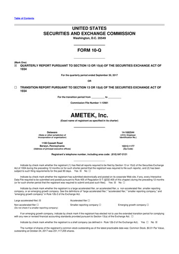 Vorschaubild Ametek 10-Q Quartalsbericht 2017 