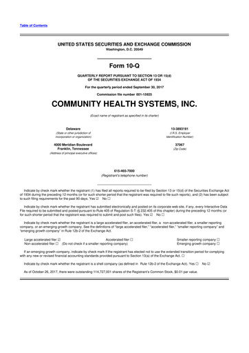 Thumbnail Community Health Systems
 10-Q Quarterly Report FY2017 