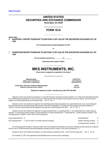 Thumbnail MKS Instruments 10-Q Quarterly Report FY2017 
