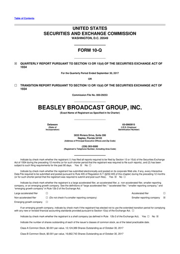 Thumbnail Beasley Broadcast Group
 10-Q Quarterly Report FY2017 