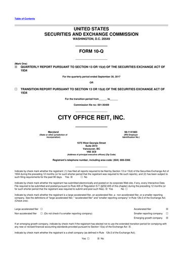 Thumbnail City Office REIT
 10-Q Quarterly Report FY2017 