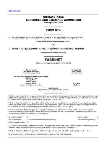 Thumbnail Fabrinet
 10-Q Quarterly Report FY2018 