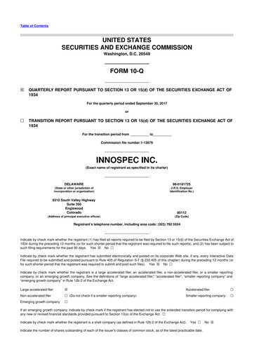 Thumbnail Innospec 10-Q Quarterly Report FY2017 