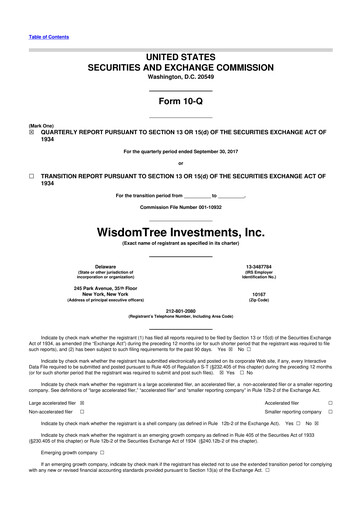 Thumbnail WisdomTree
 10-Q Quarterly Report FY2017 