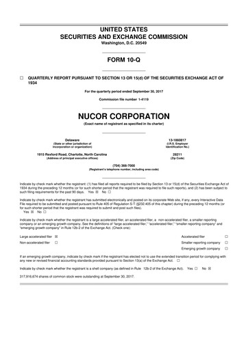 Vorschaubild Nucor
 10-Q Quartalsbericht 2017 