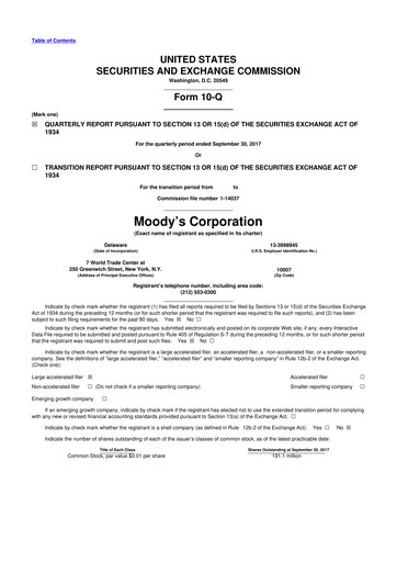 Thumbnail Moody's 10-Q Quarterly Report FY2017 