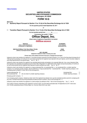 Thumbnail The ODP Corporation
 10-Q Quarterly Report FY2017 