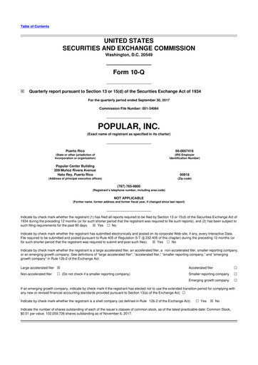 Thumbnail Popular, Inc. (Banco Popular de Puerto Rico) 10-Q Quarterly Report FY2017 