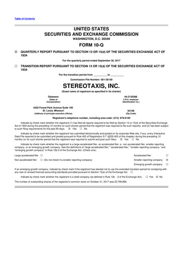 Vorschaubild Stereotaxis 10-Q Quartalsbericht 2017 