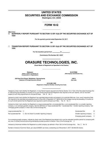 Thumbnail OraSure Technologies 10-Q Quarterly Report FY2017 