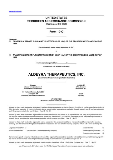Thumbnail Aldeyra Therapeutics
 10-Q Quarterly Report FY2017 