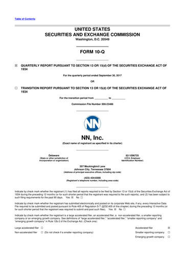 Thumbnail NN, Inc.
 10-Q Quarterly Report FY 