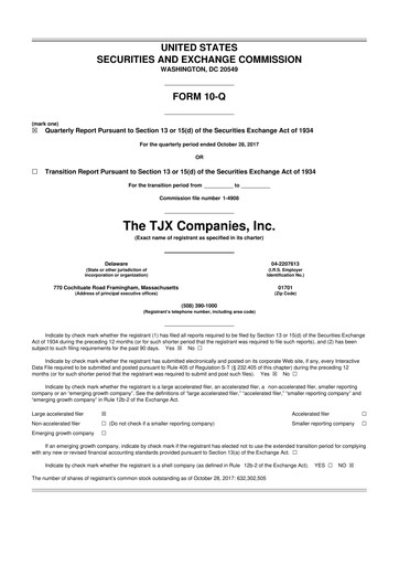 Thumbnail TJX Companies 10-Q Quarterly Report FY2018 