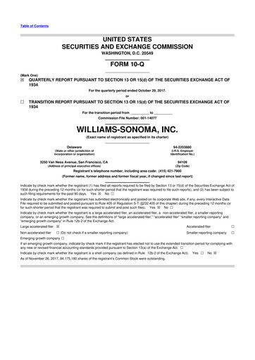 Thumbnail Williams-Sonoma 10-Q Quarterly Report FY2017 