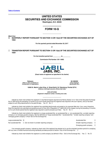 Thumbnail Jabil 10-Q Quarterly Report FY2018 