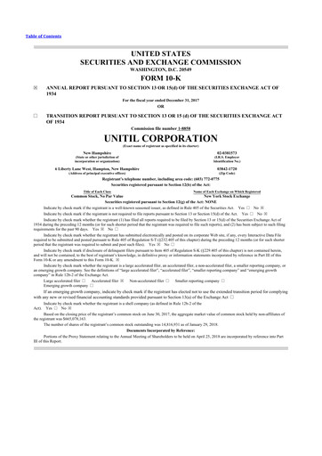 Thumbnail Unitil Corporation
 10-K Annual Report 2017