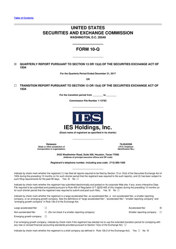 Thumbnail IES Holdings 10-Q Quarterly Report FY2018 