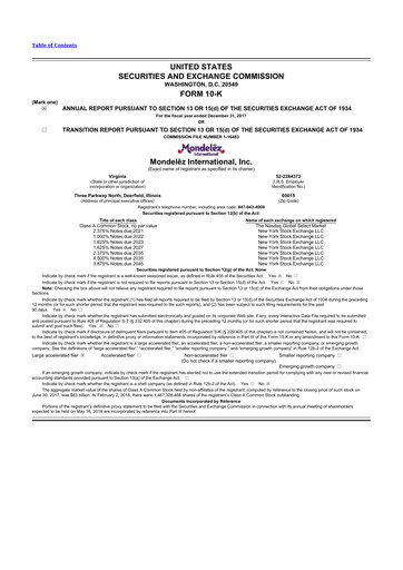 Thumbnail Mondelez International 10-K Annual Report 2017