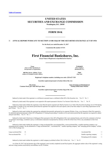 Thumbnail First Financial Bankshares 10-K Annual Report 2017