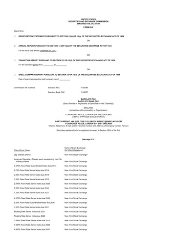 Thumbnail Barclays 20-F Annual Report 