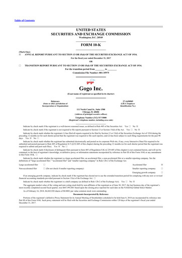 Thumbnail Gogo Inflight Internet
 10-K Annual Report 2017