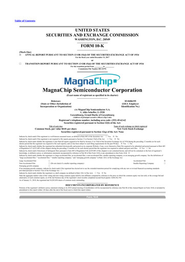 Thumbnail Magnachip Semiconductor 10-K Annual Report 2017