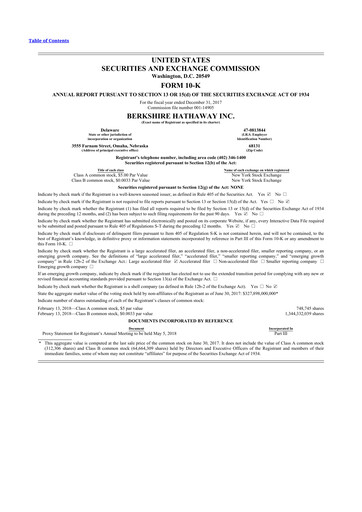 Thumbnail Berkshire Hathaway  10-K Annual Report 2017