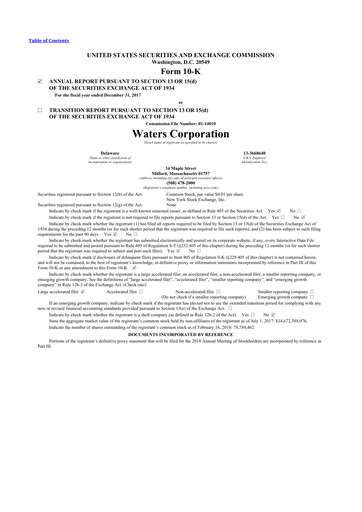 Thumbnail Waters Corporation 10-K Annual Report 2017