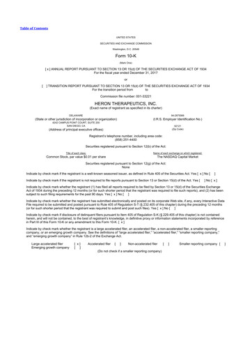 Thumbnail Heron Therapeutics 10-K Annual Report 2017