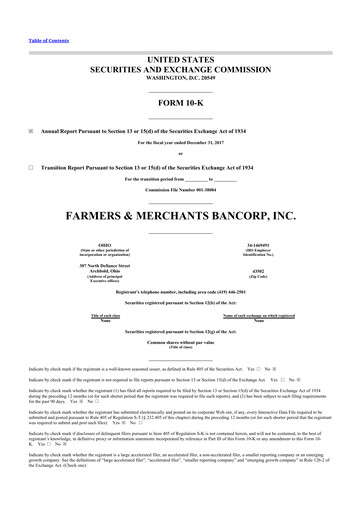 Thumbnail Farmers & Merchants Bancorp 10-K Annual Report 2017