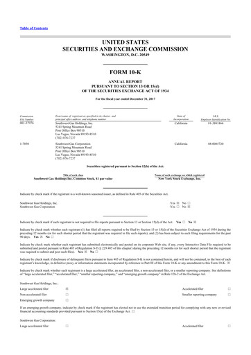 Thumbnail Southwest Gas
 10-K Annual Report 2017