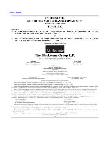 Thumbnail Blackstone Group 10-K Annual Report 2017