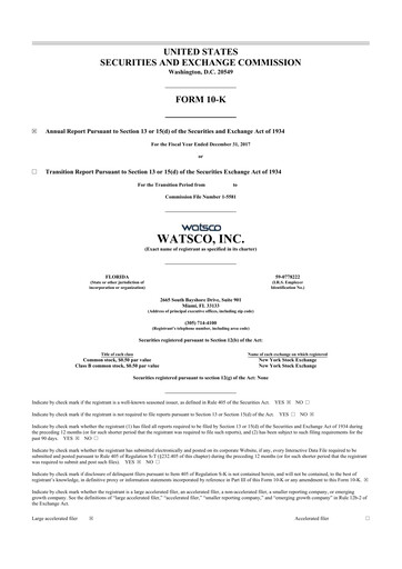 Miniature Watsco
 10-K Rapport annuel 2017