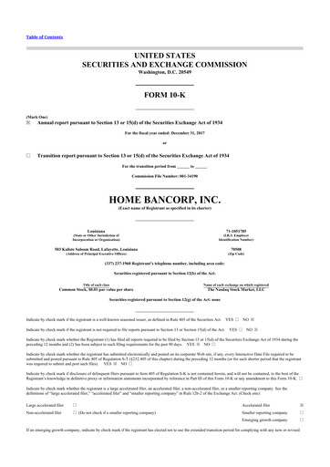 Thumbnail Home Bancorp
 10-K Annual Report 2017