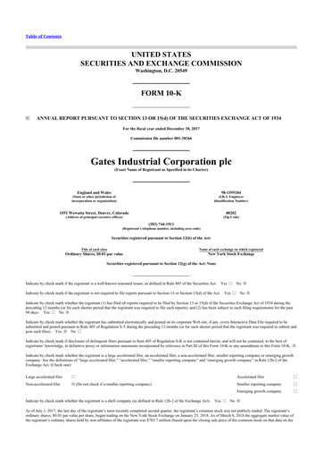 Thumbnail Gates Industrial Corp 10-K Annual Report 