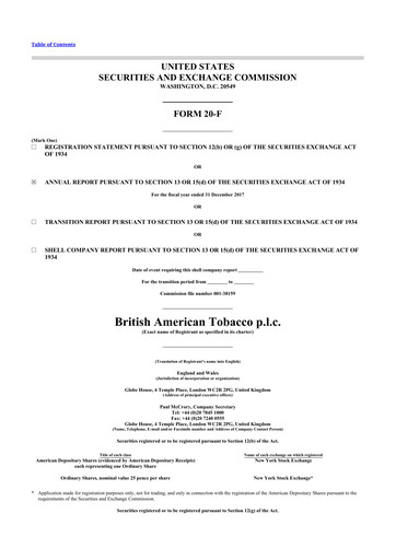 Thumbnail British American Tobacco 20-F Annual Report 2017