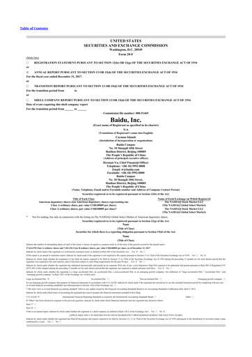 Miniature Baidu 20-F Rapport annuel 2017