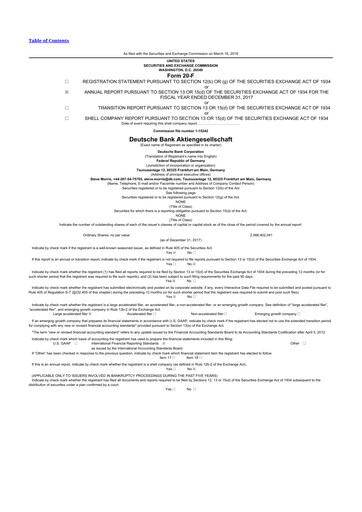Miniature Deutsche Bank 20-F Rapport annuel 2017