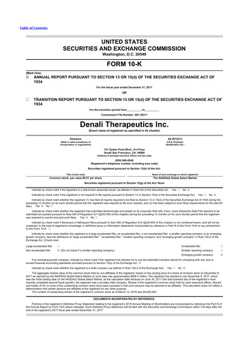 Thumbnail Denali Therapeutics
 10-K Annual Report 
