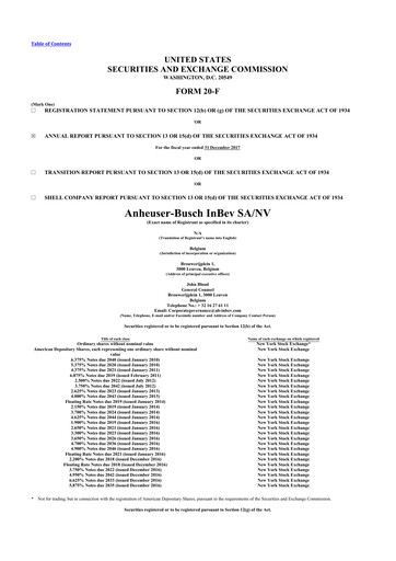 Thumbnail Anheuser-Busch Inbev 20-F Annual Report 